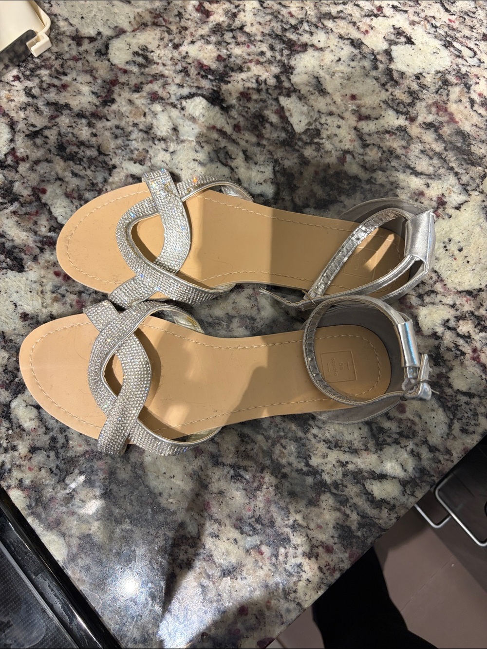 Silver Rhinestone Ankle-Strap Women's Sandals